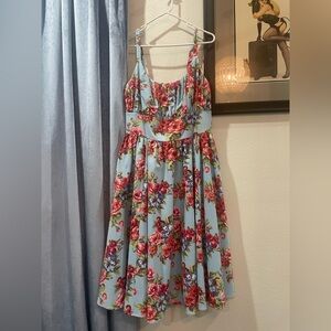 VIXEN BY MICHELINE PITT BLUE FLORAL INGENUE DRESS 2XL